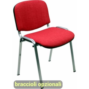 Sedia visitatore 4 gambe Unisit Dado D5G acciaio grigio - rivestimento eco rosso - Conf. 2 pezzi - D5G/2/ER