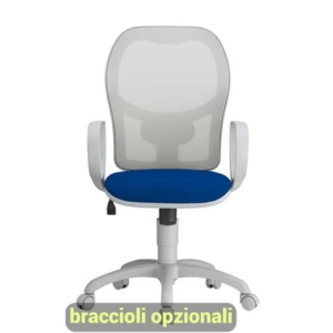 Sedia operativa girevole Unisit Hubble Grafix HUHUGR - schienale in rete - rivestimento ignifugo blu - HUHUGR/IB