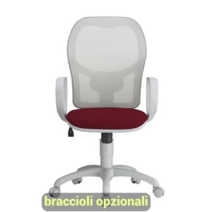 Sedia operativa girevole Unisit Hubble Grafix HUHUGR - schienale in rete - rivestimento ignifugo bordeaux HUHUGR/ID