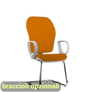 Sedia operativa interlocutore su slitta Unisit Hubble Grafix HUHUSGR schienale rete nero - sedile Eco arancione