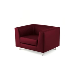 Divano attesa a 1 posto Unisit Quad QD1 schienale fisso - rivestimento tessuto ignifugo bordeaux - QD1/ID