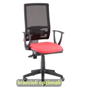 Sedia operativa girevole Unisit Nereide NDA schienale in rete - rivestimento ignifugo rosso - NDA/IR