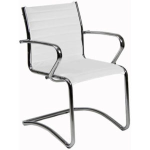 Sedia visitatore direzionale su slitta Unisit Pollux New PNV - rivestimento ecopelle bianco - PNV/KQ