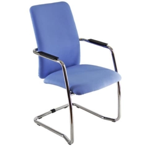 Sedia visitatore con slitta Unisit Lithium LTLTA schienale alto - rivest. ignifugo blu - LTLTA/IB