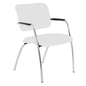 Sedia visitatore a 4 gambe Unisit Lithium LT4G struttura cromata - rivest. pelle bianco - LT4G/PQ