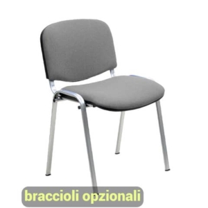 Sedia visitatore 4 gambe Unisit Dado D5C acciaio cromato - rivestimento eco grigio scuro - Conf. 2 pezzi - D5C/2/ET