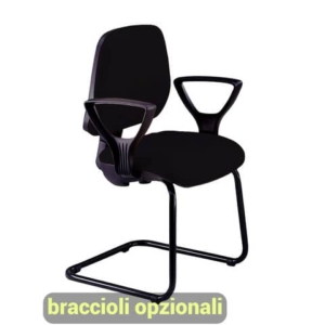 Sedia operativa visitatore Unisit Leda LDS Eco smart su slitta - rivestimento ignifugo - nero - LDS/IN