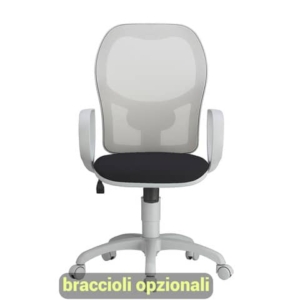 Sedia operativa girevole Unisit Hubble Grafix HUHUGR - schienale in rete - rivestimento pelle nero HUHUGR/PN