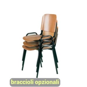 Sedia visitatore a 4 gambe Unisit Dado D5L in legno - struttura acciaio nero - conf. 2 pezzi - D5L/2