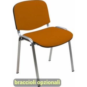Sedia visitatore 4 gambe Unisit Dado D5C acciaio cromato - rivestimento eco arancione - Conf. 2 pezzi - D5C/2/EA