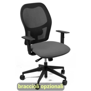Sedia operativa girevole Unisit Hubble HUHU schienale in rete nero - rivestimento ecopelle grigio - HUHU/KG