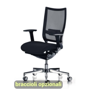 Sedia semidirezionale girevole Unisit Concept COT - schienale in rete - rivestimento ecopelle nero - COT/KN