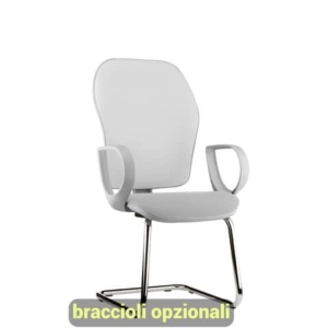 Sedia operativa interlocutore su slitta Unisit Hubble Grafix HUHUSGR schienale rete nero - sedile pelle bianco