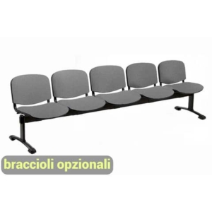 Panca 5 posti attesa Unisit Dado D55P - rivestimento Eco grigio scuro D55P/ET