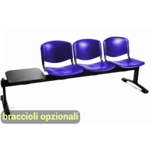 Panca 3 posti attesa Unisit Dado D5P3PT con tavolino - PPL blu D5P3PT/BL