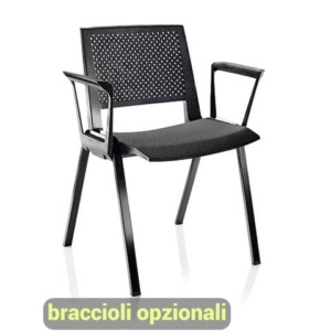 Sedia visitatore a 4 gambe Unisit Kentra KEV base nera schienale traspirante PPL nero - KEV/NE