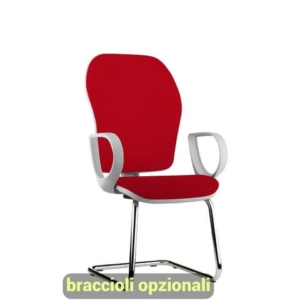 Sedia operativa interlocutore su slitta Unisit Hubble Grafix HUHUSGR schienale rete nero - sedile ignifugo rosso