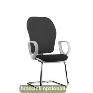 Sedia operativa interlocutore su slitta Unisit Hubble Grafix HUHUSGR schienale rete nero - sedile ignifugo nero