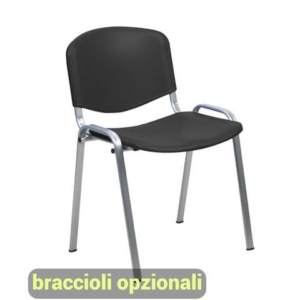 Sedia visitatore a 4 gambe Unisit Dado D5PG - struttura grigia - PPL nero - conf. 2 pezzi - D5PG/2/NE