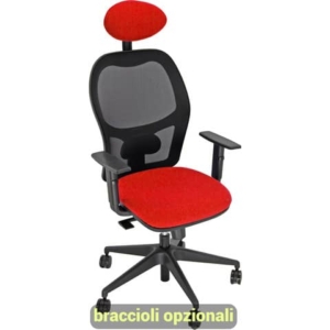 Sedia operativa girevole Unisit Hubble HUHUPG con poggiatesta schienale in rete rivestimento ignifugo rosso HUHUPG/IR