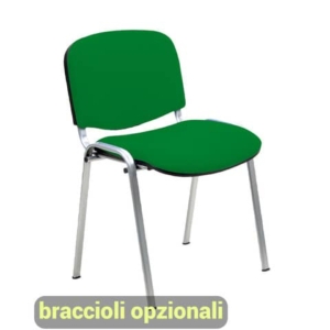 Sedia visitatore 4 gambe Unisit Dado D5C acciaio cromato - rivestimento eco verde - Conf. 2 pezzi - D5C/2/EV