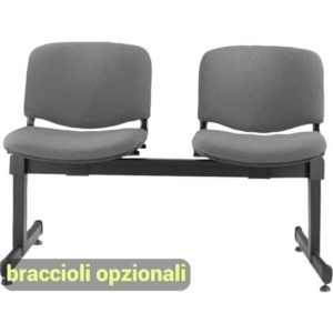 Panca 2 posti attesa Unisit Dado D52P - rivestimento Eco grigio scuro D52P/ET