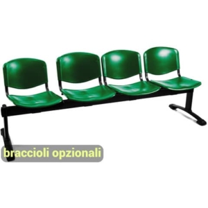Panca 4 posti attesa Unisit Dado D54P - rivestimento Eco verde D54P/EV