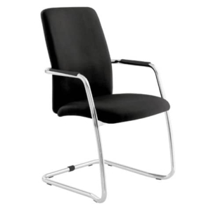 Sedia visitatore con slitta Unisit Lithium LTLTA schienale alto - rivest. pelle nero - LTLTA/PN