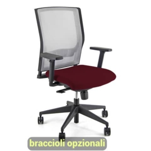 Sedia operativa girevole Unisit X Ray X2 schienale in rete grigio - rivestimento ignifugo bordeaux - X2/ID