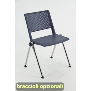 Sedia visitatore a 4 gambe Unisit Revolution RECP - schienale rigido rete PPL blu - conf. 2 pezzi - RECP/2/BL