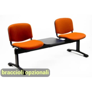 Panca 2 posti attesa Unisit Dado D52PT con tavolino - rivestimento Eco arancione - D52PT/EA