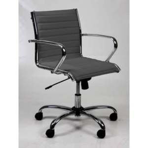 Poltrona direzionale girevole Unisit Pollux New PND schienale basso - rivest. pelle grigio - con braccioli - PND/PT