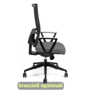 Sedia operativa girevole Unisit Nereide NDAE schienale in rete - rivestimento fili di luce grigio scuro - NDAE/F14