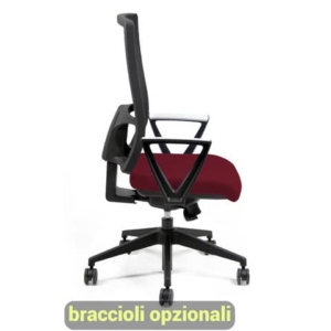 Sedia operativa girevole Unisit Nereide NDAE schienale in rete - rivestimento ignifugo bordeaux - NDAE/ID