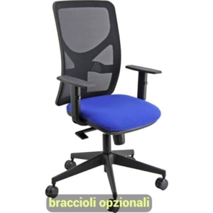 Sedia operativa girevole Unisit Pentagon Y10 PENA schienale in rete nero rivest. Eco blu - PENA/EB