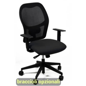 Sedia operativa girevole Unisit Hubble HUHU schienale in rete nero - rivestimento pelle nero - HUHU/PN