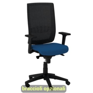 Sedia semidirezionale girevole Unisit Kind KIAN schienale in rete nero - rivestimento ignifugo blu -KIAN/IB