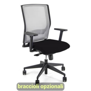Sedia operativa girevole Unisit X Ray X2 schienale in rete grigio - rivestimento Eco nero - X2/EN