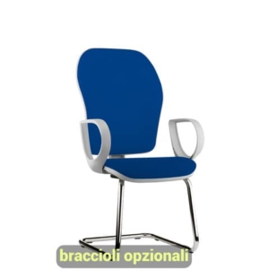 Sedia operativa interlocutore su slitta Unisit Hubble Grafix HUHUSGR schienale rete nero - sedile Eco blu