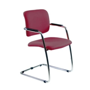 Sedia visitatore con slitta Unisit Lithium LTLT struttura cromata - rivest. ignifugo bordeaux - impilabile LTLT/ID