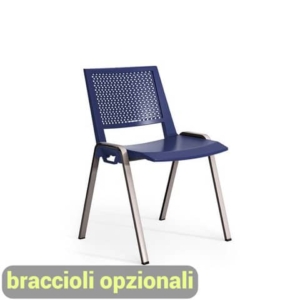 Sedia visitatore a 4 gambe Unisit Kentra KEC base cromo schienale traspirante PPL blu - KEC/BL