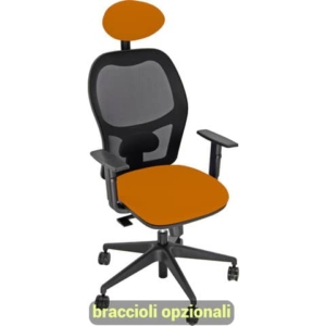 Sedia operativa girevole Unisit Hubble HUHUPG con poggiatesta schienale in rete rivestimento Eco arancione HUHUPG/EA