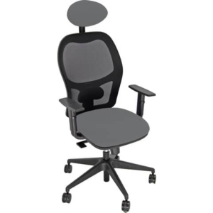 Sedia operativa girevole Unisit Hubble HUHUPG con poggiatesta - rivestimento pelle grigio con braccioli HUHUPG/BR/PT