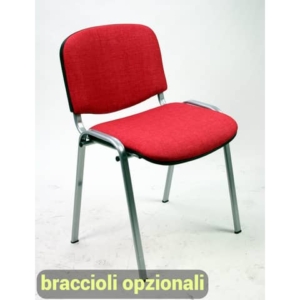 Sedia visitatore 4 gambe Unisit Dado D5C acciaio cromato - rivestimento eco rosso - Conf. 2 pezzi - D5C/2/ER
