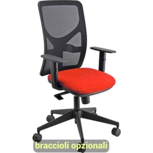 Sedia operativa girevole Unisit Pentagon Y10 PENA schienale in rete nero rivest. Eco rosso - PENA/ER