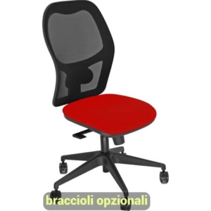Sedia operativa girevole Unisit Hubble HUHU schienale in rete nero - rivestimento Eco rosso -HUHU/ER