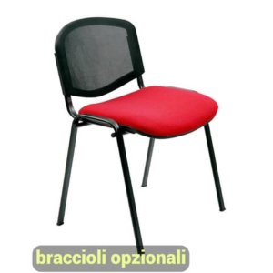 Sedia visitatore 4 gambe Unisit Dado D5N schienale in rete - rivestimento ignifugo rosso - Cf. 2 pezzi - D5N/2/IR
