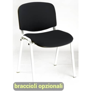 Sedia visitatore 4 gambe Unisit Dado D5B acciaio bianco - rivestimento eco nero - Conf. 2 pezzi - D5B/2/EN