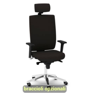 Sedia semidirezionale girevole Unisit Kind KIPGT con poggiatesta rivestimento ecopelle nero - KIPGT/KN