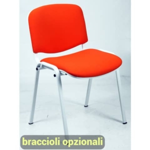 Sedia visitatore 4 gambe Unisit Dado D5B acciaio bianco - rivestimento eco rosso - Conf. 2 pezzi - D5B/2/ER